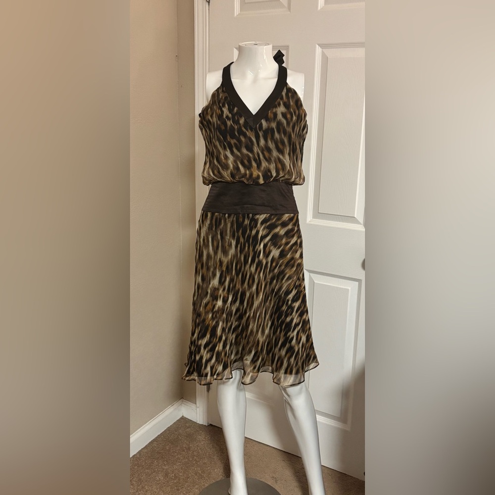 Laundry By Shelli Segal Leopard Silk Halterneck Dress Size 2
